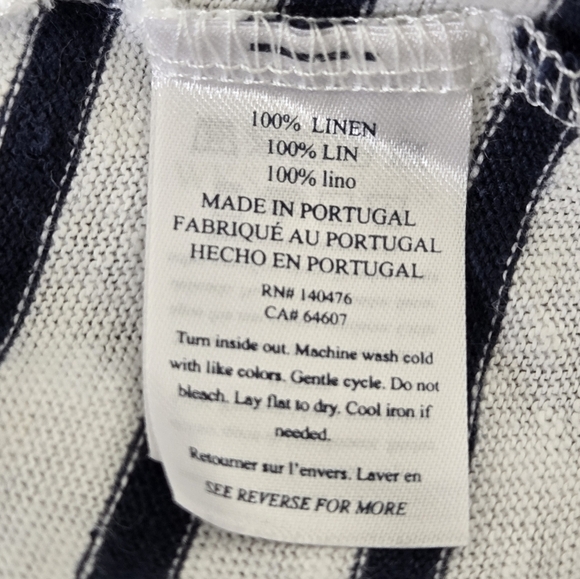 Faherty Oceanside 100% Linen V-Neck T-Shirt Blue White Stripes Nautical size XS - Picture 14 of 16